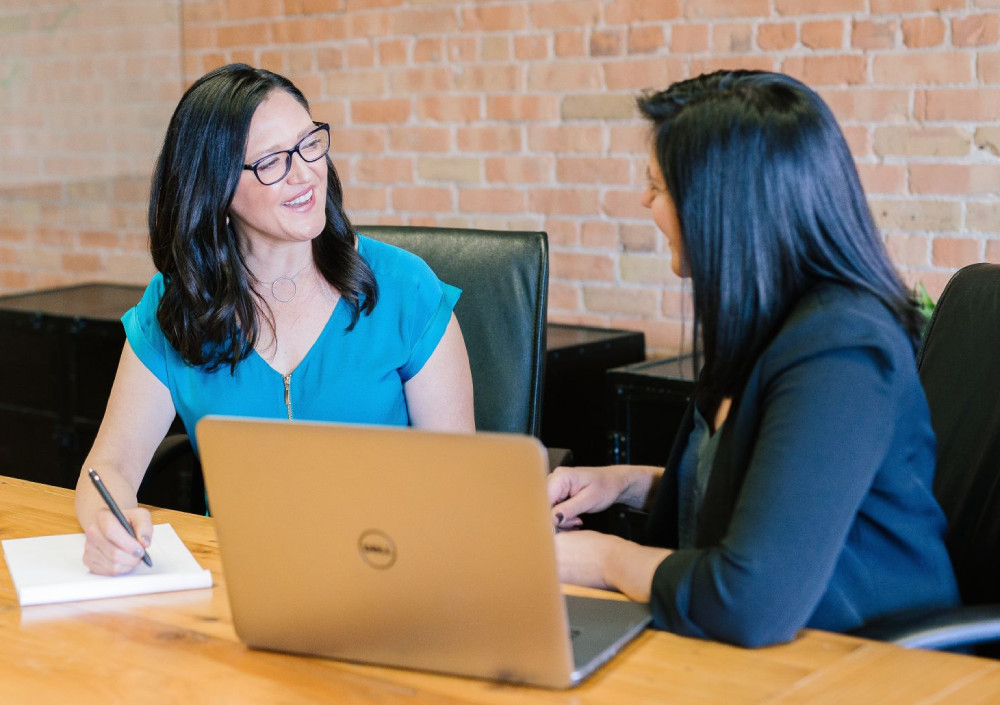 Life coaching session with two women