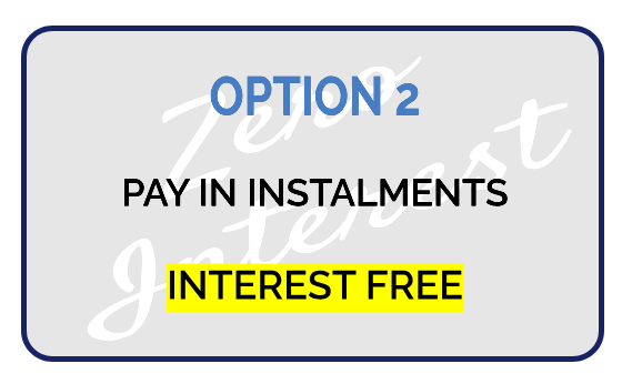 Payment option 2 instalments Payment option 2 instalments