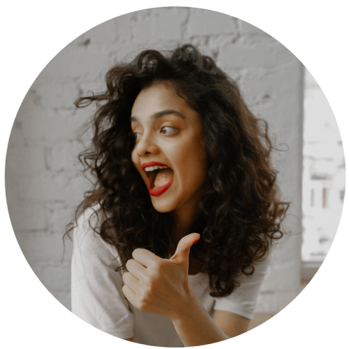 woman thumbs up circular image woman thumbs up circular image